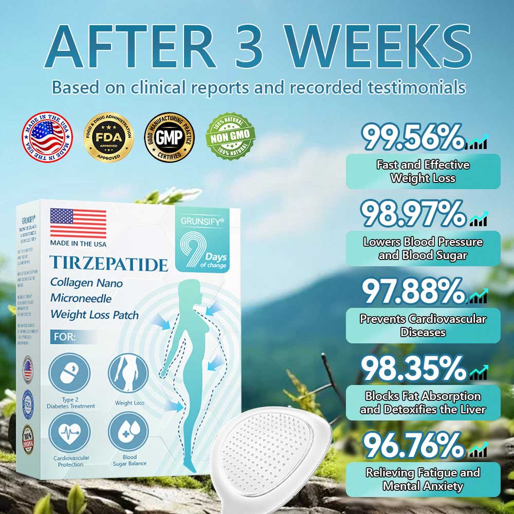 Grunsify® SMGT-GLP-1 Tirzepatide & Collagen Nano Microneedle Patch – Target Weight Loss, Loose Skin, Diabetes, Fatigue & More
